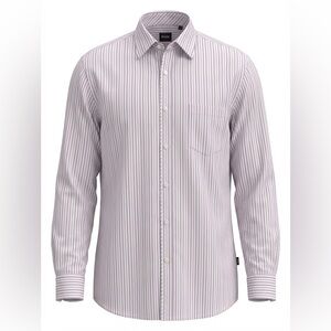 HUGO BOSS MENS BUTTON DOWN SHIRT SIZE XL RED/PINK STRIPES